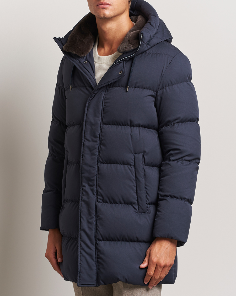 Homme | Manteaux Et Vestes | Herno | Faux Fur Down Parka Navy