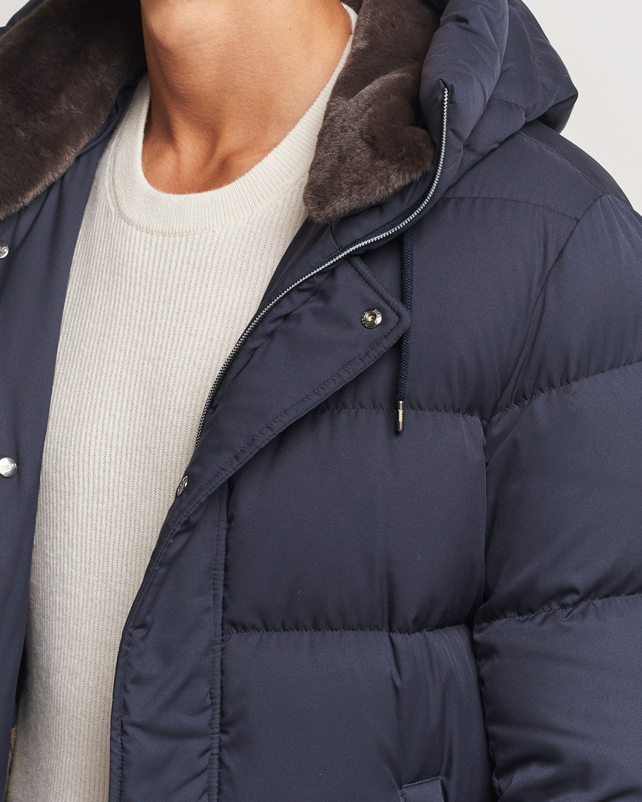 Homme | Manteaux Et Vestes | Herno | Faux Fur Down Parka Navy