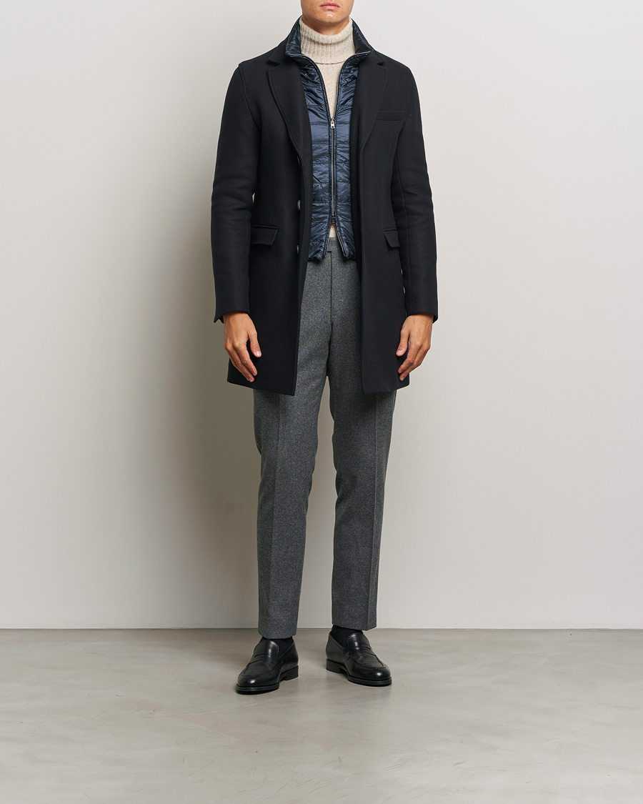 Homme | Manteaux Et Vestes | Herno | Wool Zip Coat Navy