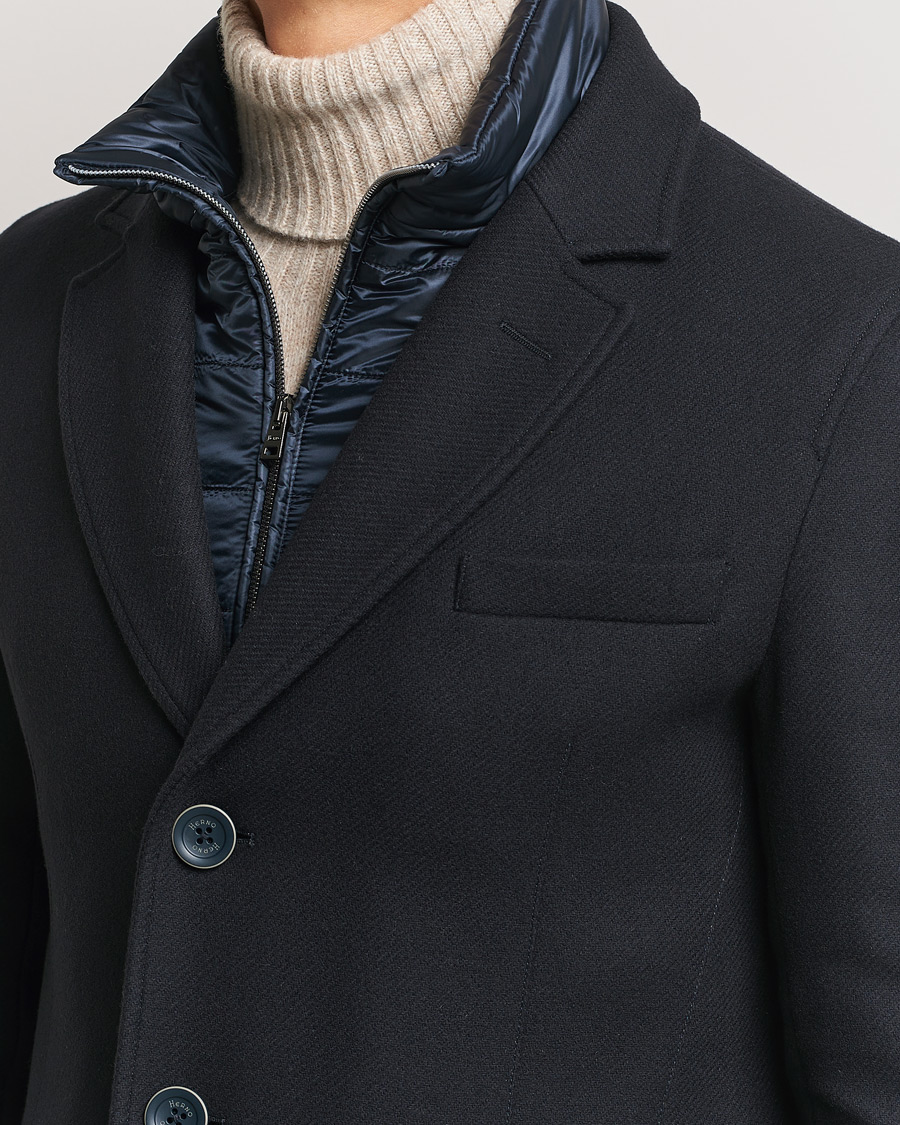 Homme | Manteaux Et Vestes | Herno | Wool Zip Coat Navy