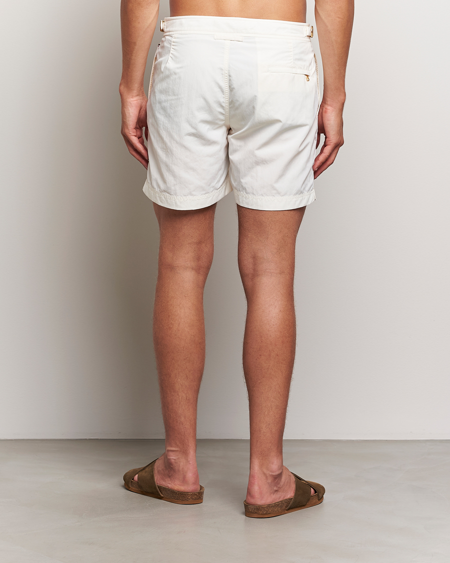 Heren | Zwembroek | Orlebar Brown | Bulldog Ribbon Tape Trim Swimshorts White Sand
