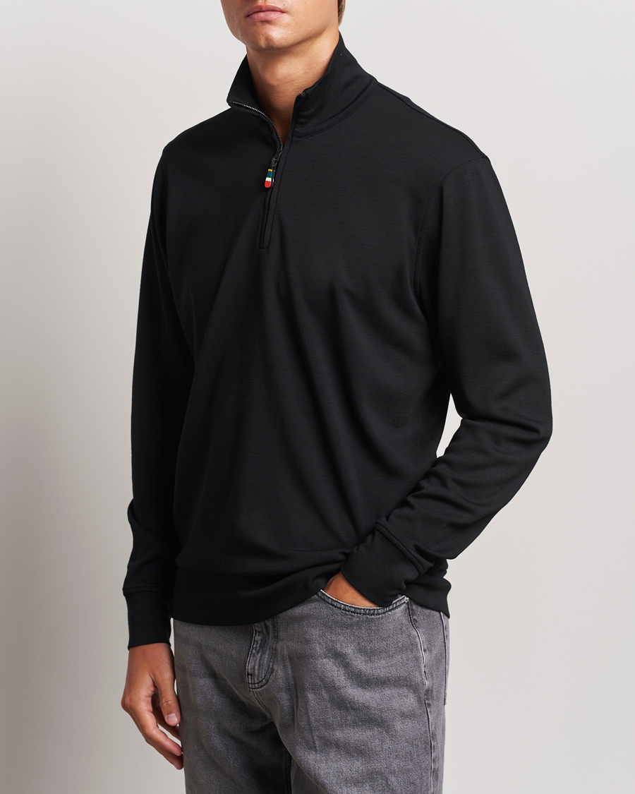 Homme | Pulls Et Tricots | Orlebar Brown | Isar Graphite Merino Half Zip Black