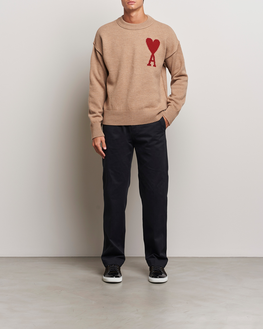 Homme | Pulls Et Tricots | AMI | Big Heart Logo Crew Neck Camel