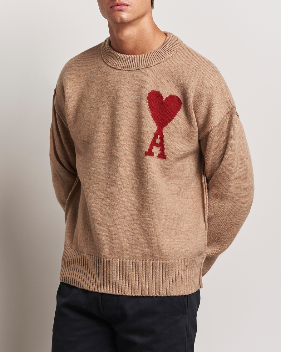 Homme | Pulls Et Tricots | AMI | Big Heart Logo Crew Neck Camel