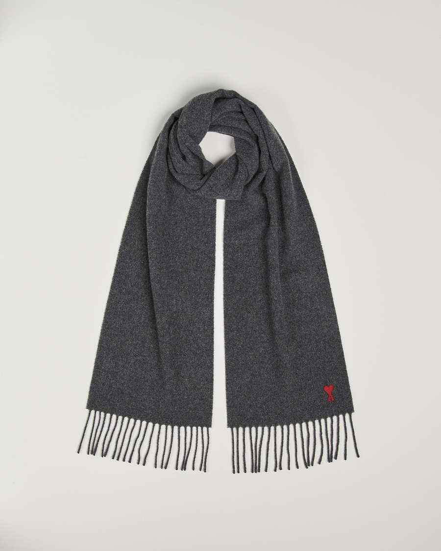 Heren | AMI Heart Logo Scarf Dark Grey | AMI | Heart Logo Scarf Dark Grey
