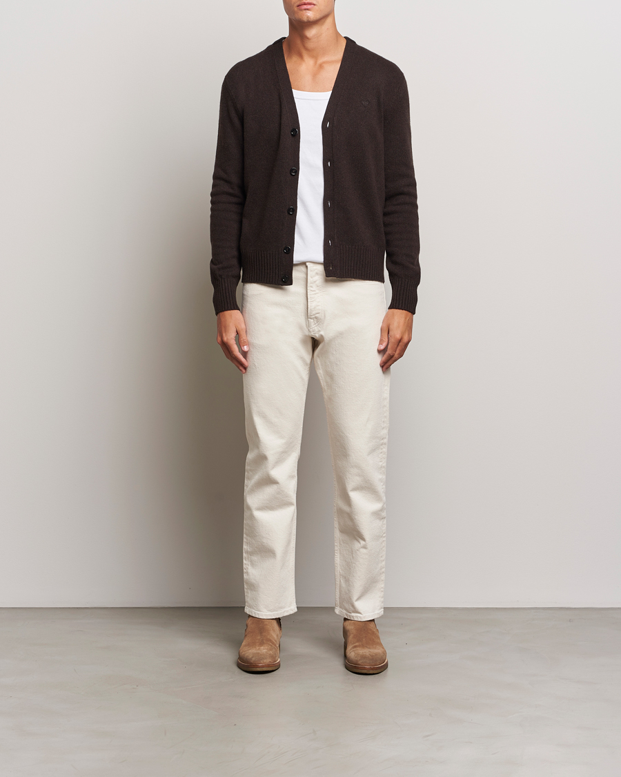 Homme | Pulls Et Tricots | AMI | Tonal Heart Logo Wool Cardigan Dark Coffee