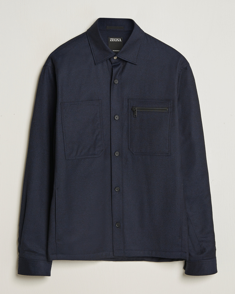 Homme | Manteaux Et Vestes | Zegna | Techmerino Flannel Shirt Jacket Navy