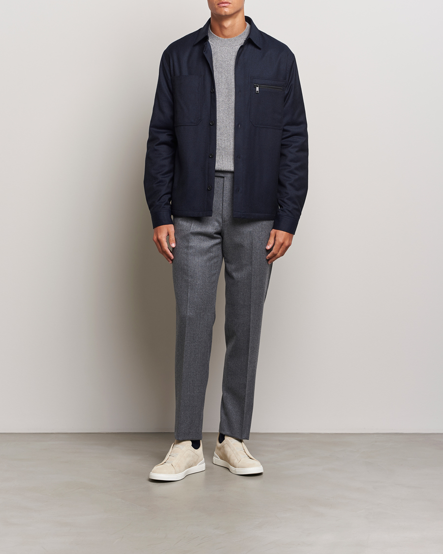 Homme | Manteaux Et Vestes | Zegna | Techmerino Flannel Shirt Jacket Navy