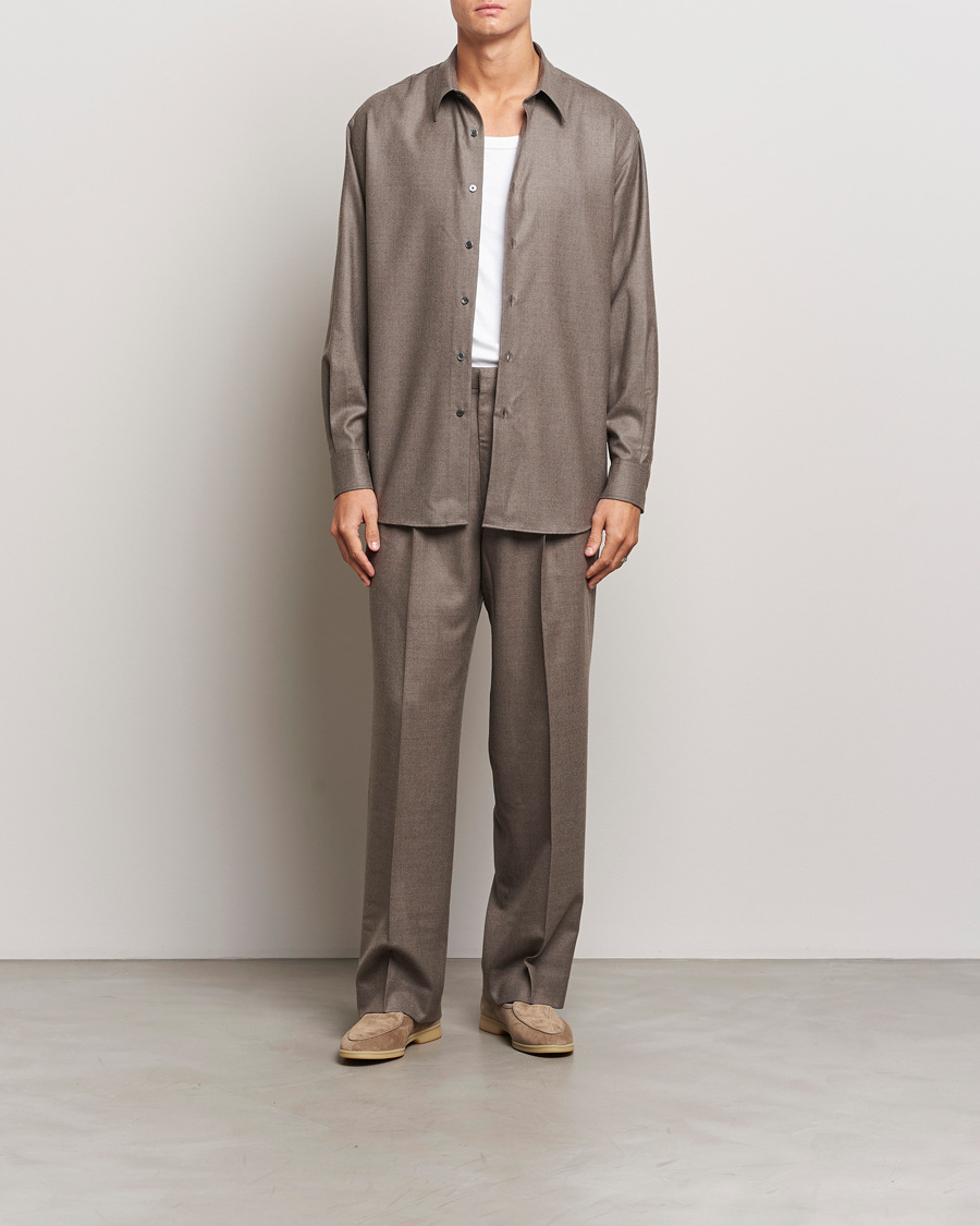 Heren | Broeken | Auralee | Superlight Wool Slacks Top Brown