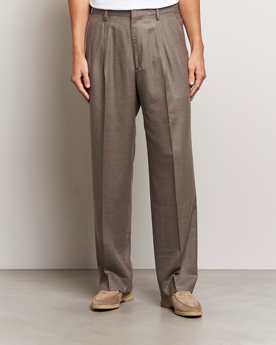 Heren | Broeken | Auralee | Superlight Wool Slacks Top Brown