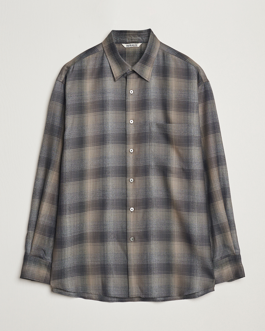 Heren | Overhemden | Auralee | Superlight Wool Shirt Charcoal Check