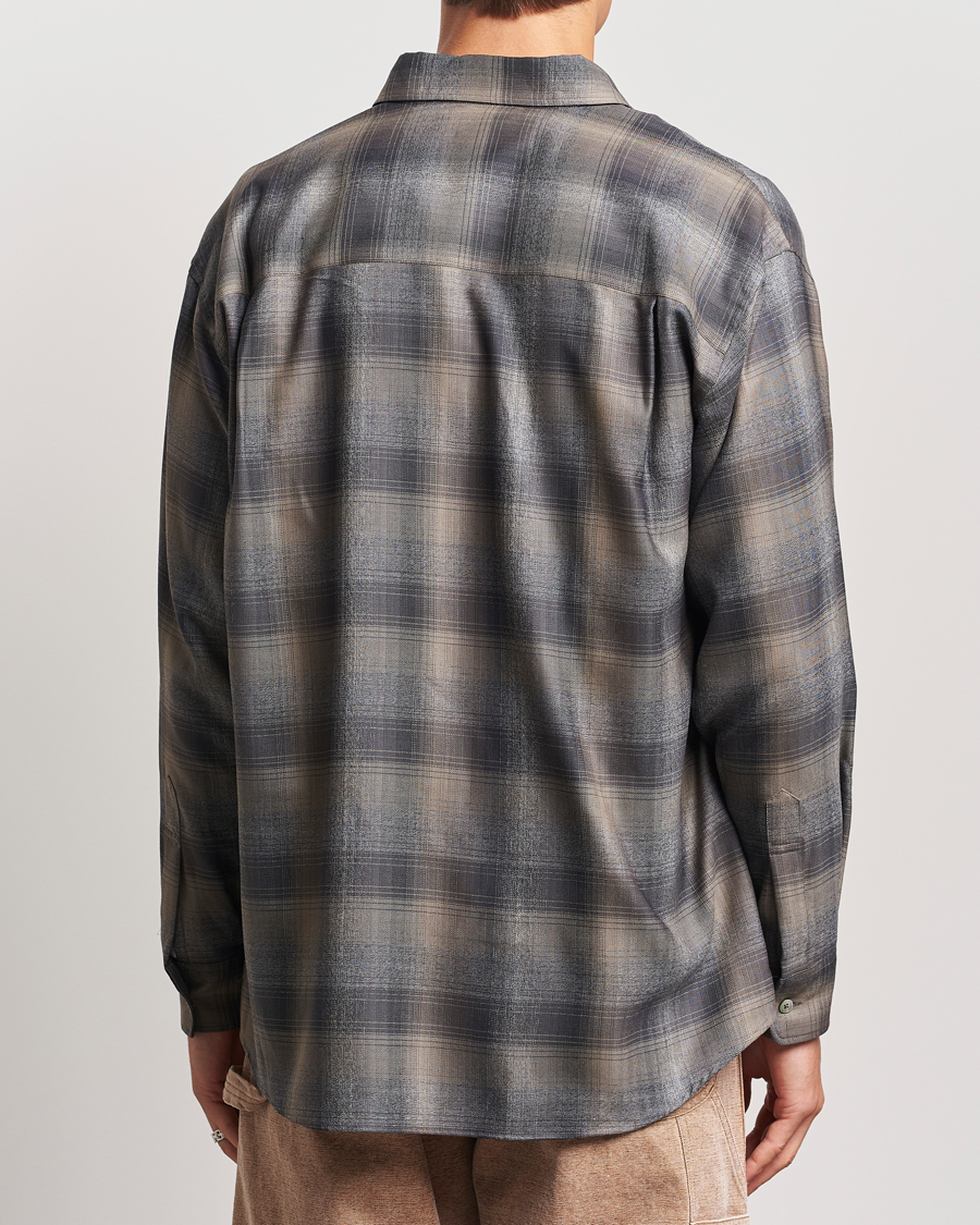 Heren | Overhemden | Auralee | Superlight Wool Shirt Charcoal Check