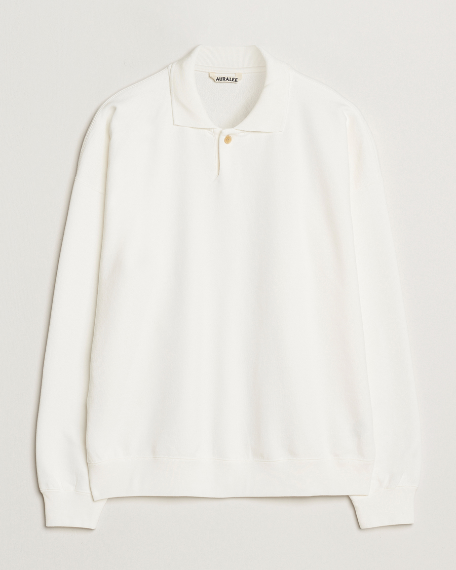 Homme | Pulls Et Tricots | Auralee | Pima Cotton Long Sleeve Polo White