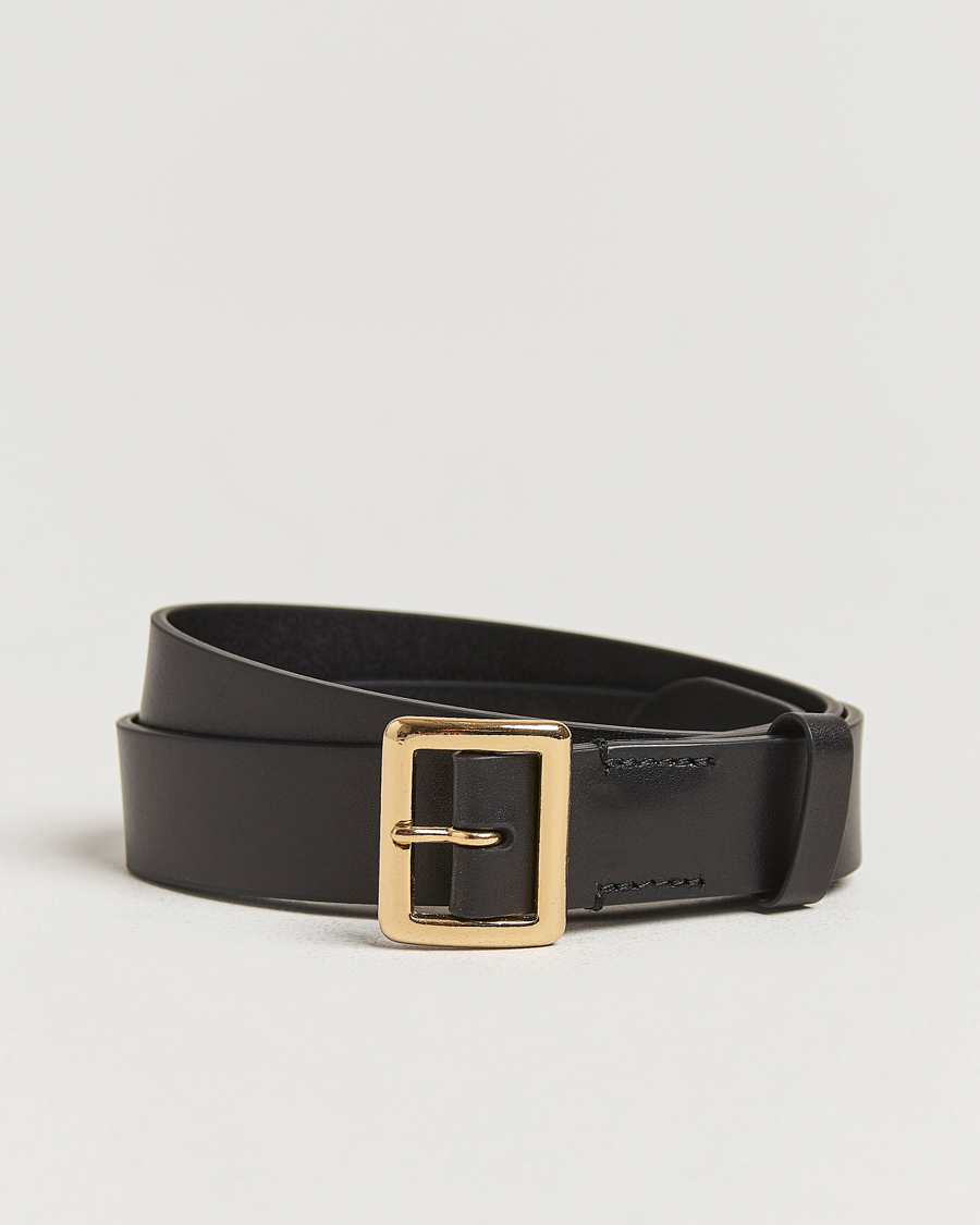 Heren | Auralee Leather Square Buckle Belt Black | Auralee | Leather Square Buckle Belt Black