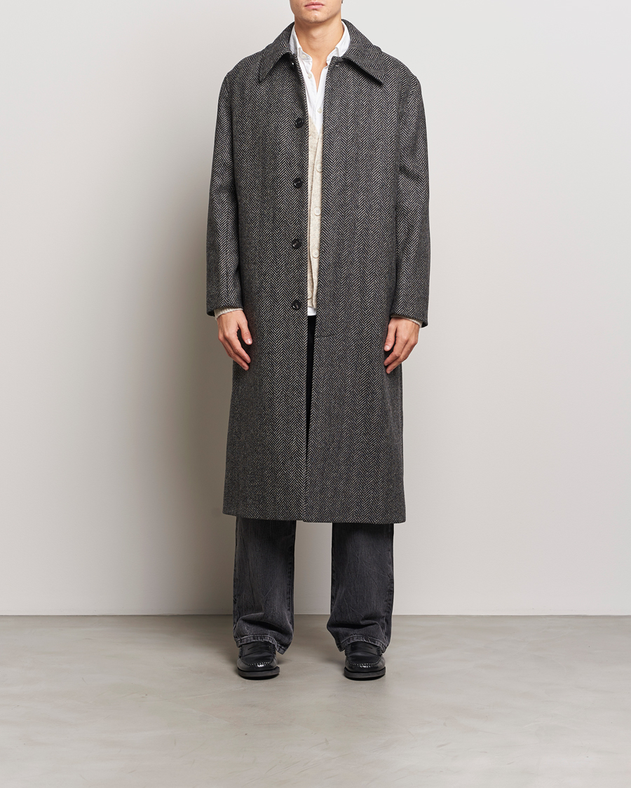 Heren | Jassen | Sunflower | Herringbone Wool Coat Antracite