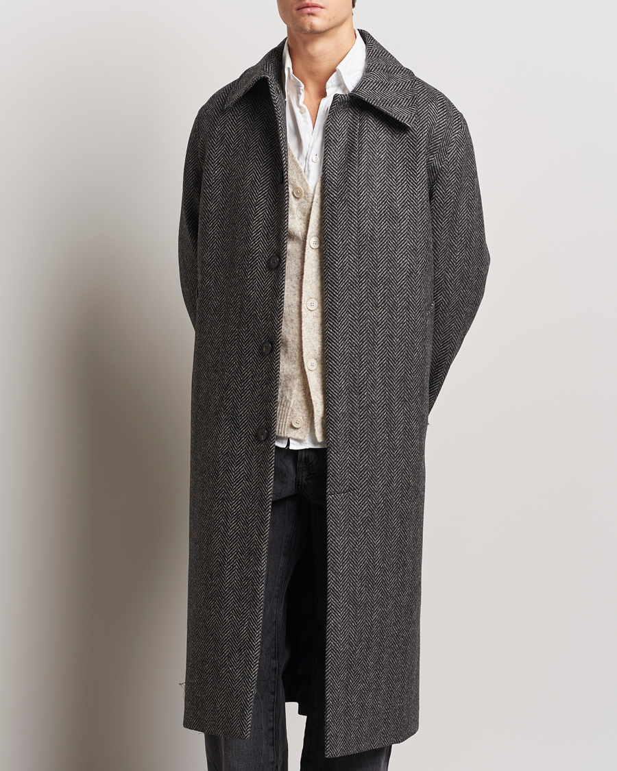 Heren | Jassen | Sunflower | Herringbone Wool Coat Antracite