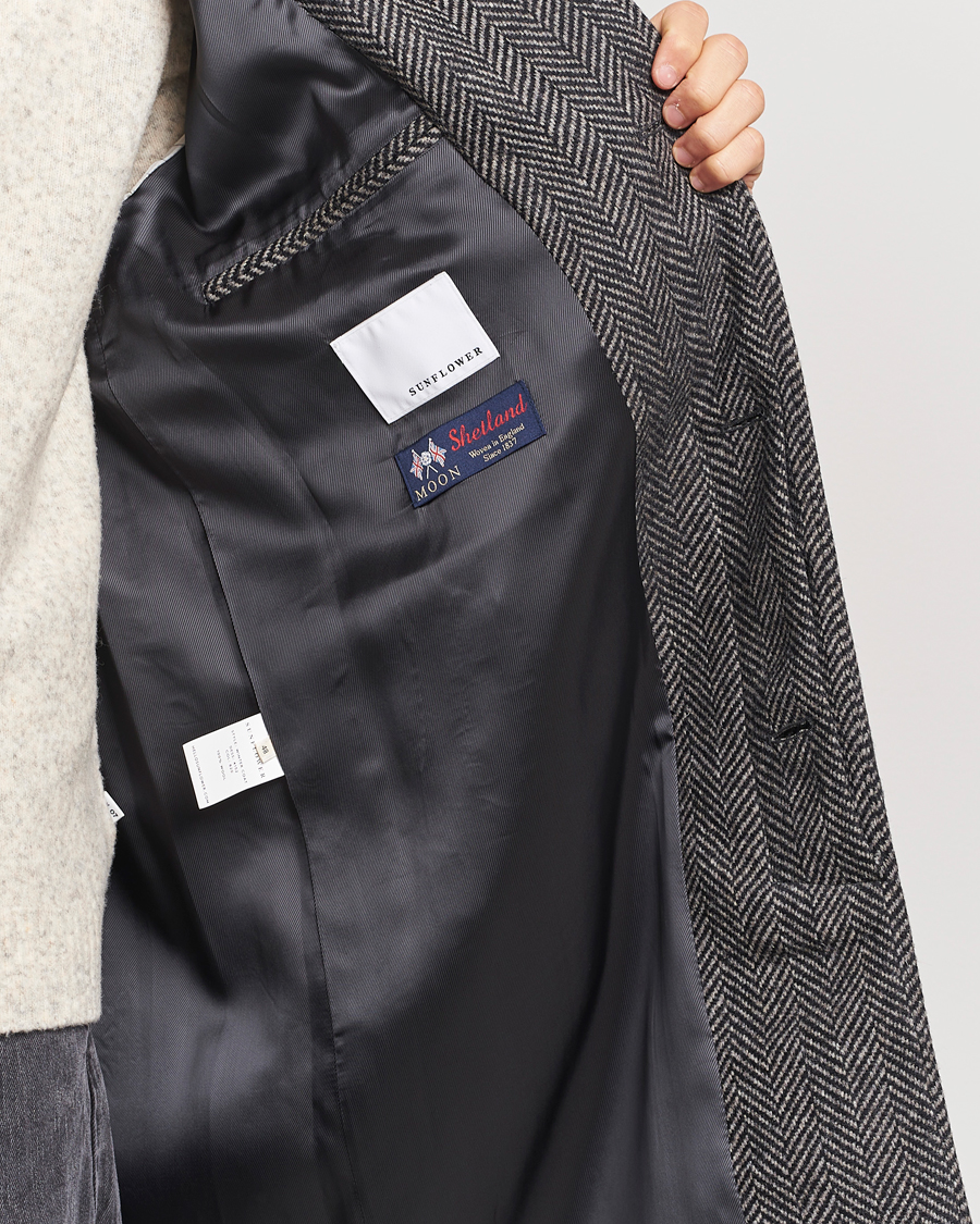 Heren | Jassen | Sunflower | Herringbone Wool Coat Antracite