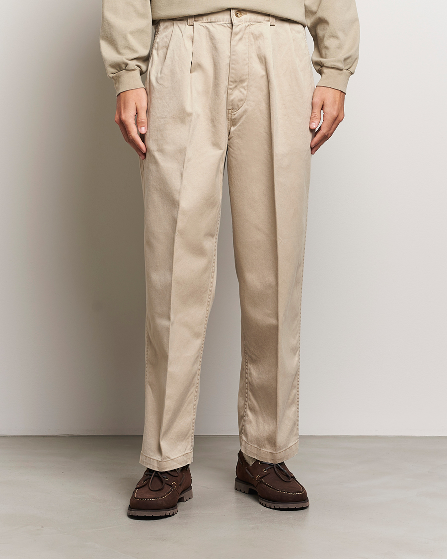 Heren | Broeken | orSlow | Two Tuck Wide Trousers Khaki