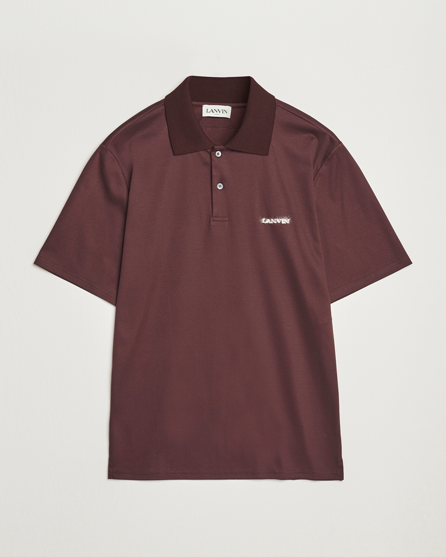 Homme | Polos | Lanvin | Mohair Logo Short Sleeve Polo Burgundy