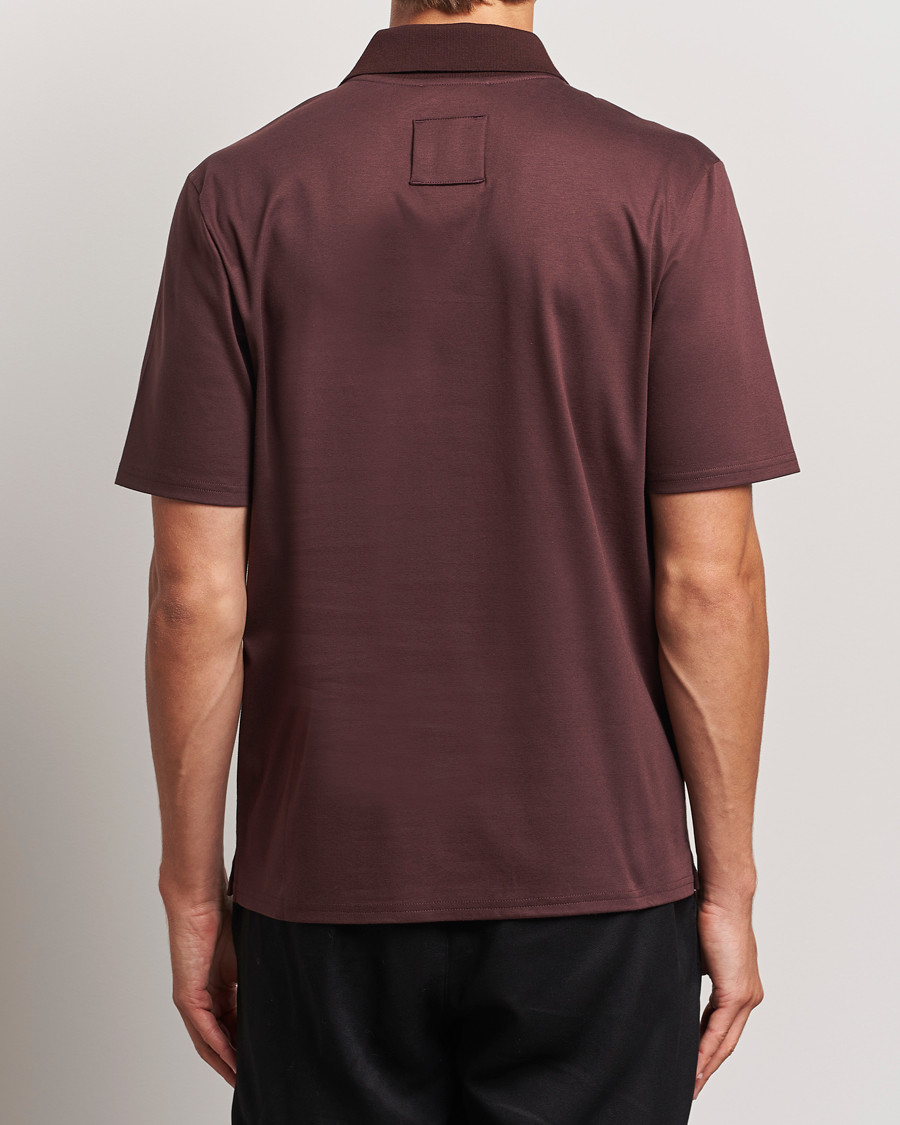 Homme | Polos | Lanvin | Mohair Logo Short Sleeve Polo Burgundy