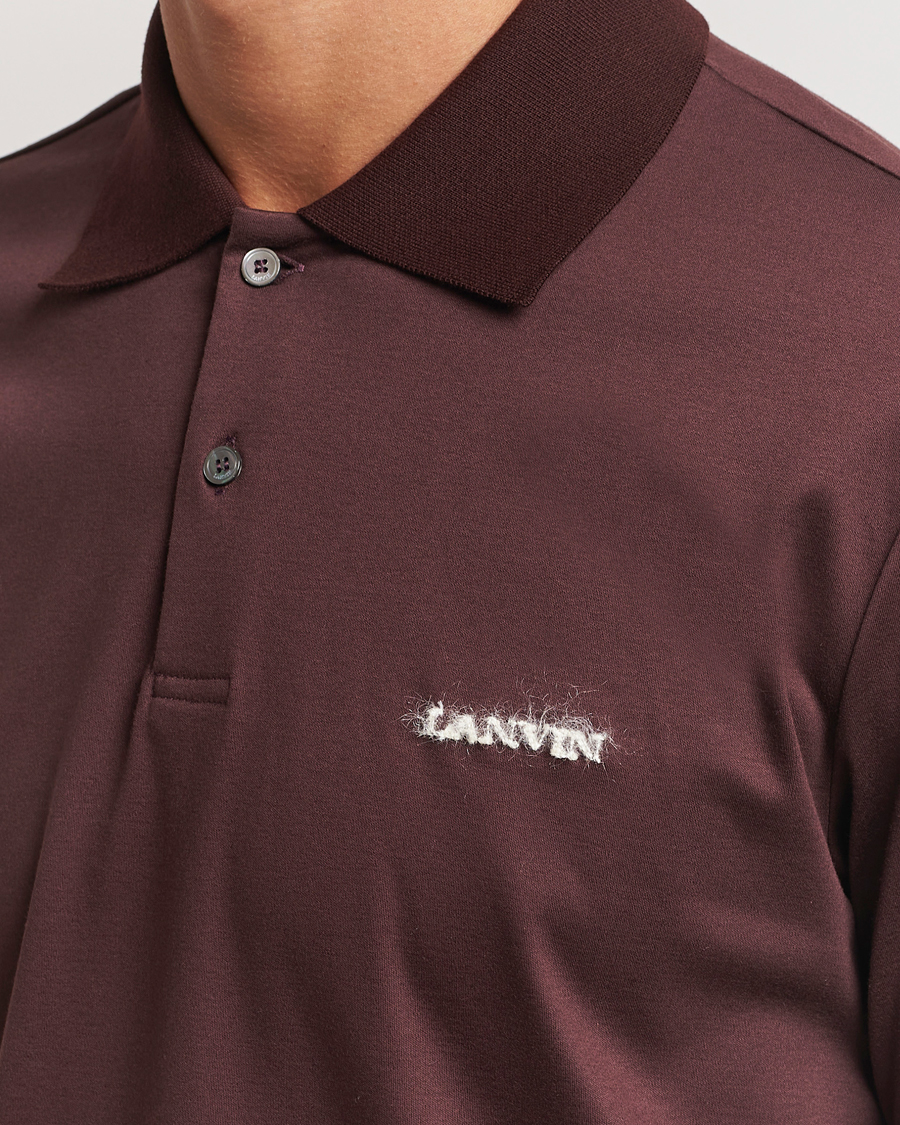 Homme | Polos | Lanvin | Mohair Logo Short Sleeve Polo Burgundy