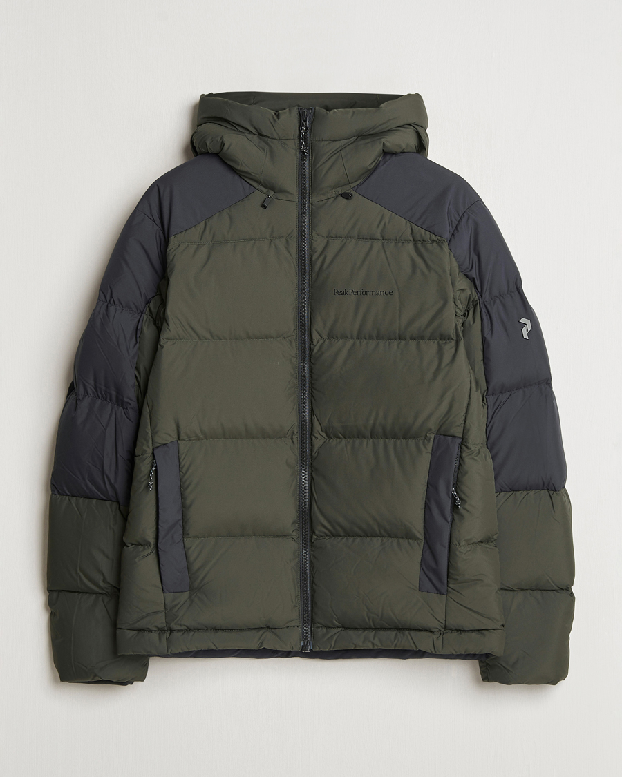 Heren | Jassen | Peak Performance | Down Puffer Hood Jacket Olive Extreme