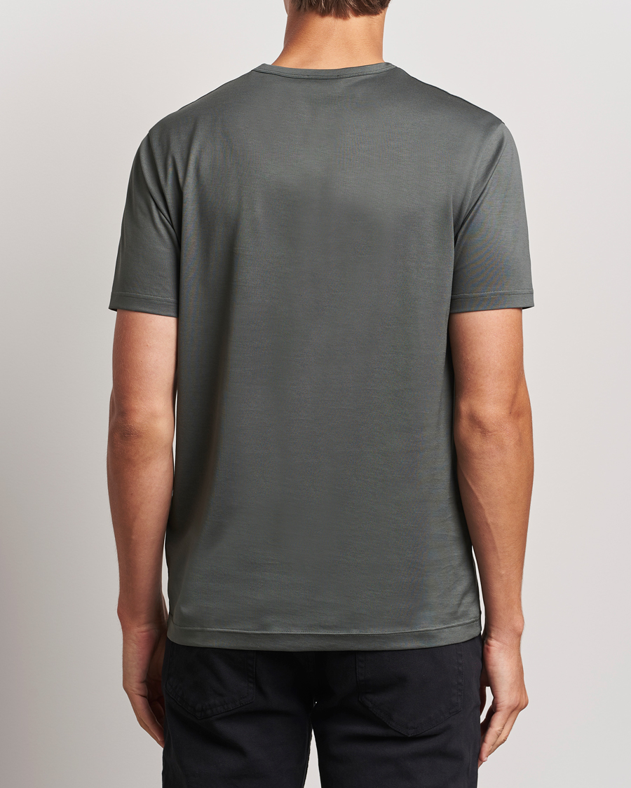Heren | T-shirts | Sunspel | Crew Neck Q82 Cotton T-Shirt Drill Green