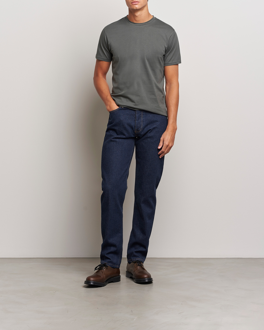 Homme | T-shirts | Sunspel | Riviera Midweight T-Shirt Drill Green
