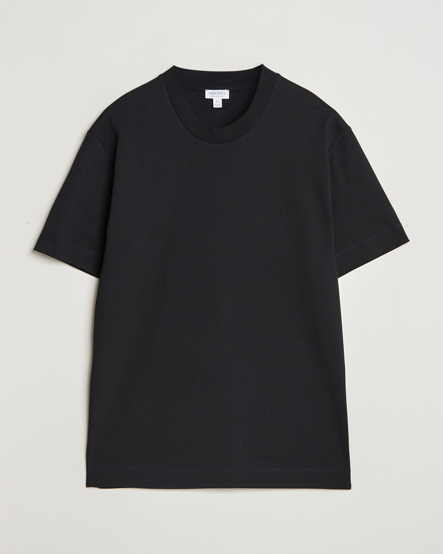 Heren | T-shirts | Sunspel | Heavy Weight Supima Cotton T-Shirt Black