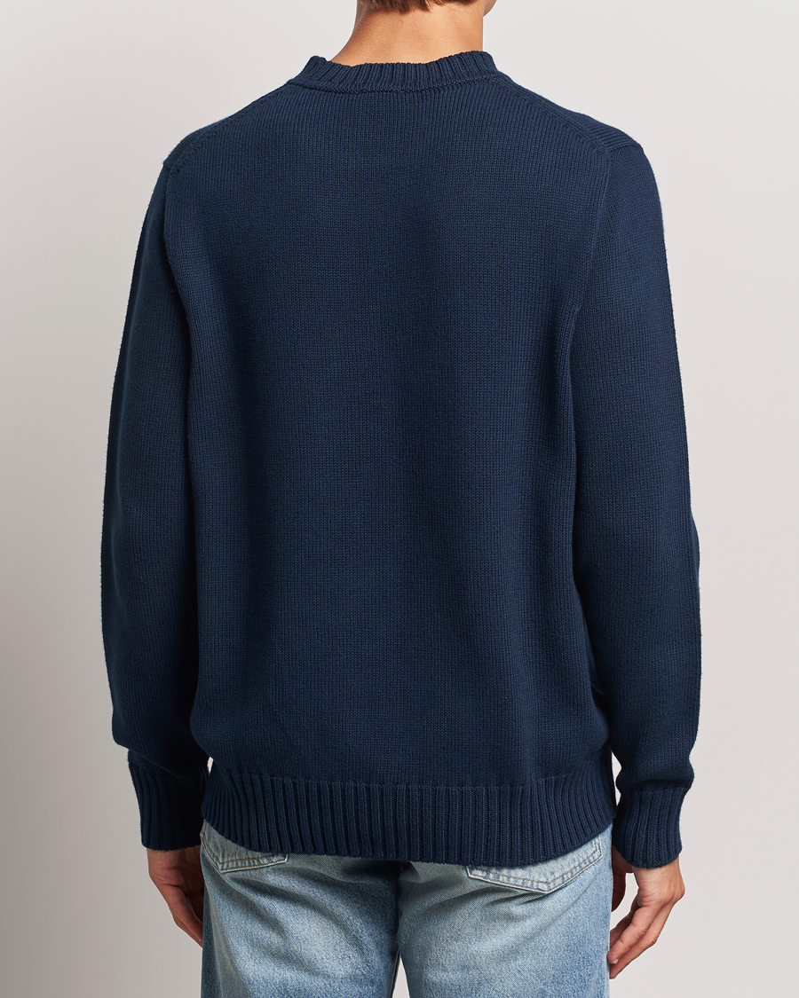 Heren | Truien | Sunspel | Mid Weight Cotton Crew Ligh Navy