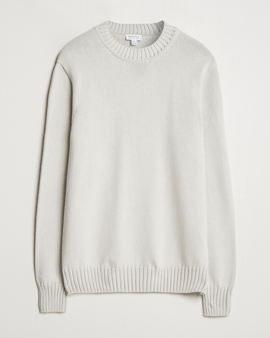 Heren | Truien | Sunspel | Mid Weight Cotton Crew Putty