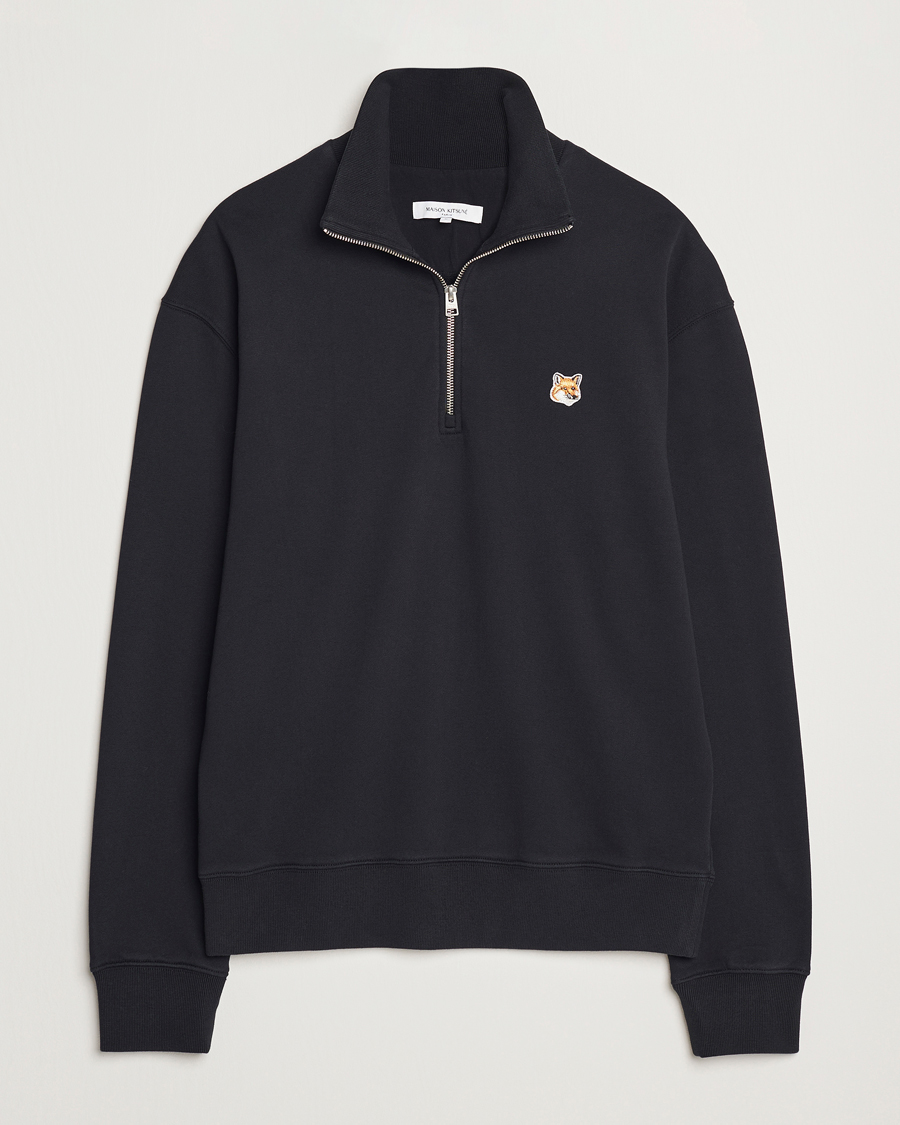 Heren | Truien | Maison Kitsuné | Fox Head Half Zip Sweatshirt Black