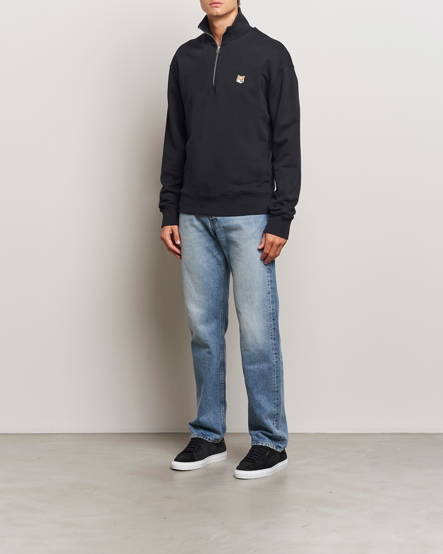 Heren | Truien | Maison Kitsuné | Fox Head Half Zip Sweatshirt Black