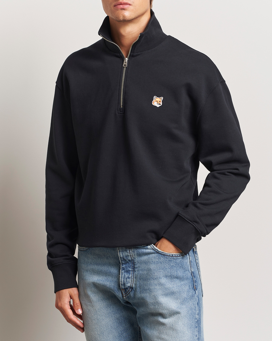 Heren | Truien | Maison Kitsuné | Fox Head Half Zip Sweatshirt Black