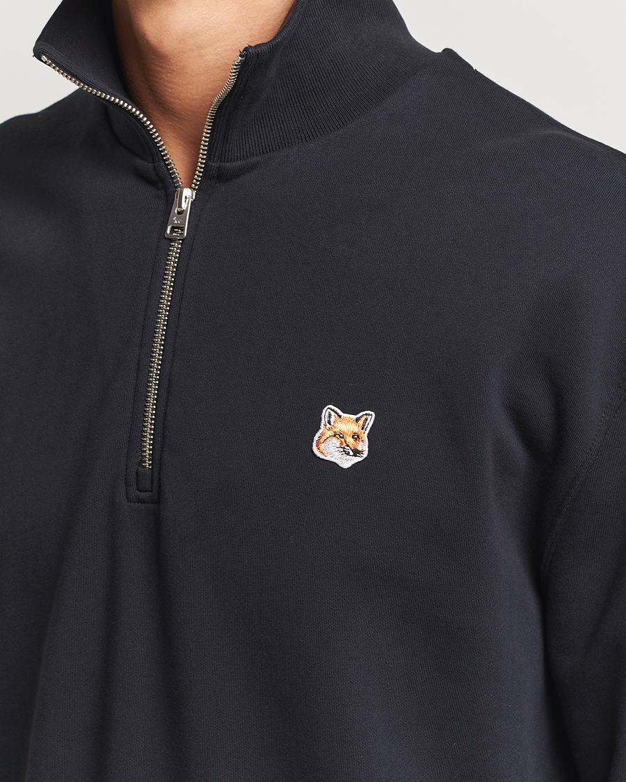 Heren | Truien | Maison Kitsuné | Fox Head Half Zip Sweatshirt Black
