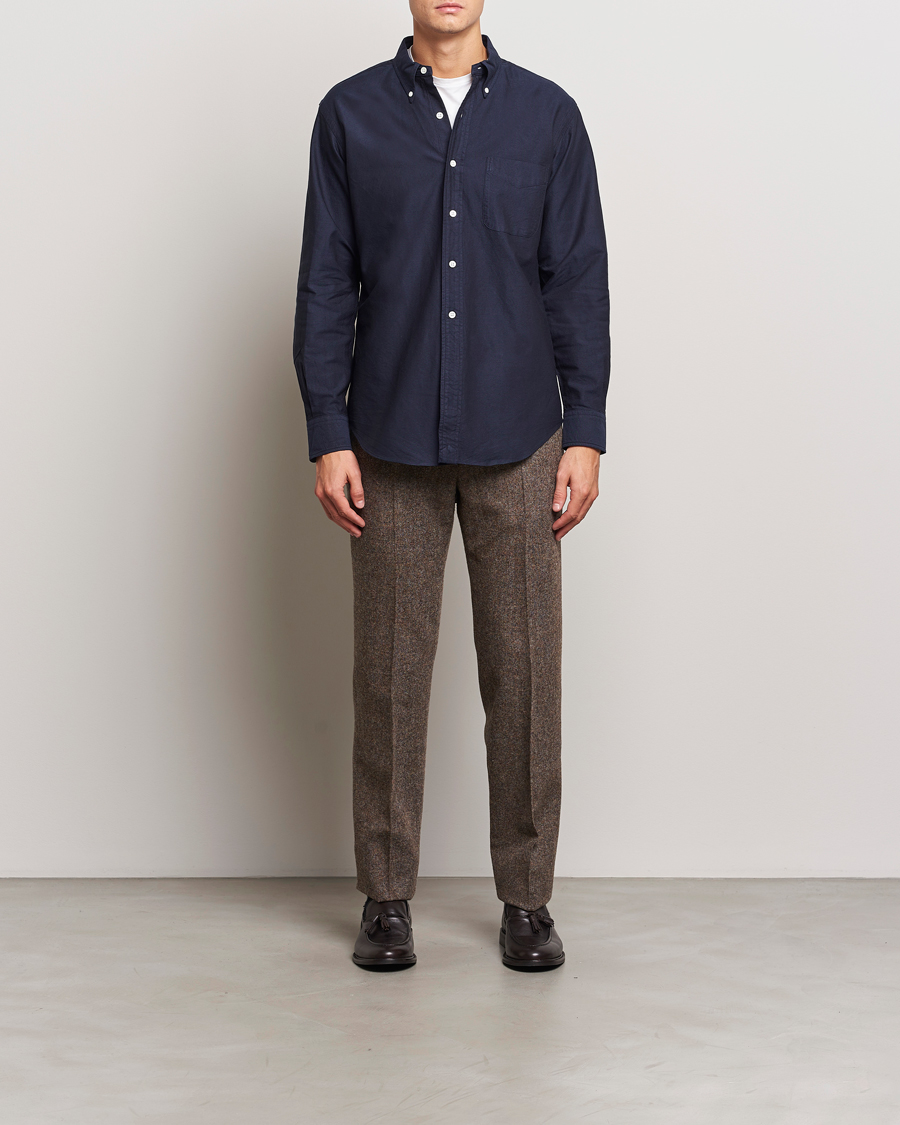 Heren | Overhemden | Kamakura Shirts | Vintage Ivy Oxford Button Down Shirt Navy