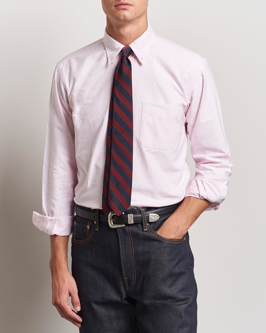 Homme | Chemises | Kamakura Shirts | Vintage Ivy Oxford Button Down Shirt Pink Stripe