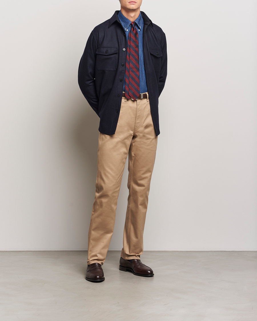 Homme | Chemises | Kamakura Shirts | Vintage Ivy Wool Flannel CPO Shirt Navy