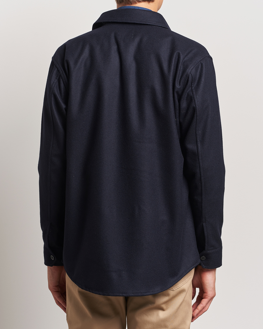 Homme | Chemises | Kamakura Shirts | Vintage Ivy Wool Flannel CPO Shirt Navy