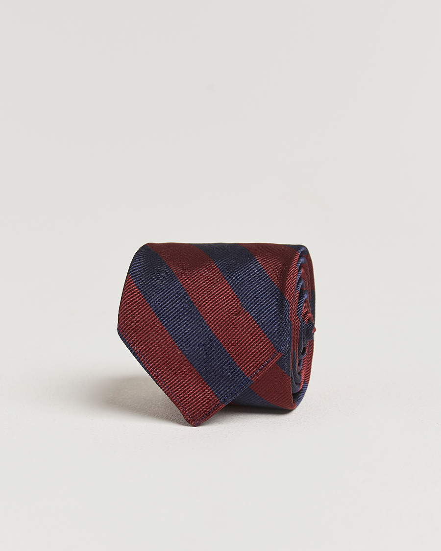 Heren | Kamakura Shirts Vintage Ivy Regimental Stripe Silk Tie Navy/Burgundy | Kamakura Shirts | Vintage Ivy Regimental Stripe Silk Tie Navy/Burgundy
