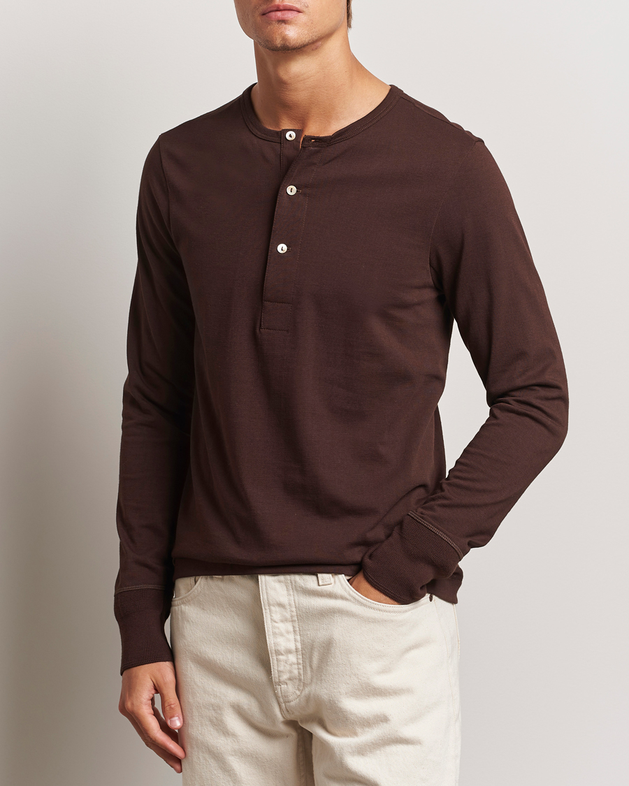 Heren | Truien | Merz b. Schwanen | Classic Organic Cotton Henley Coffee