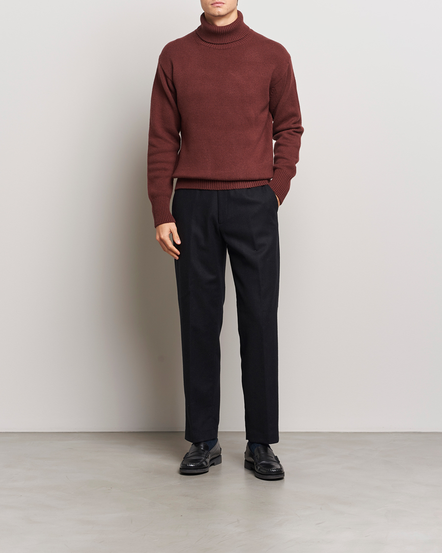 Homme | Pulls Et Tricots | Merz b. Schwanen | Merino/Cashmere Rollneck Bark Brown