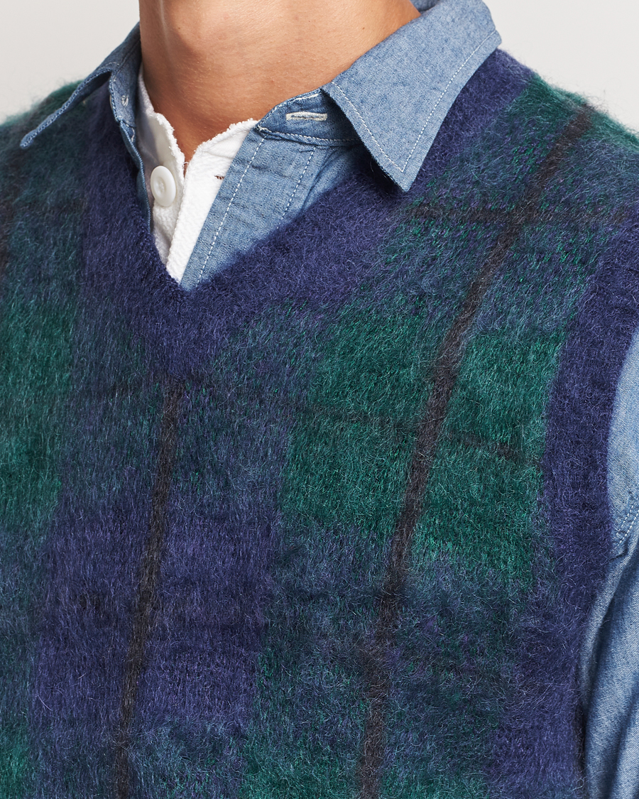 Homme | Pulls Et Tricots | BEAMS PLUS | Mohair Check Vest Navy