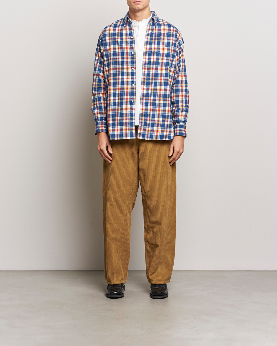 Homme | Chemises | BEAMS PLUS | Brushed Flannel Button Down Shirt Blue