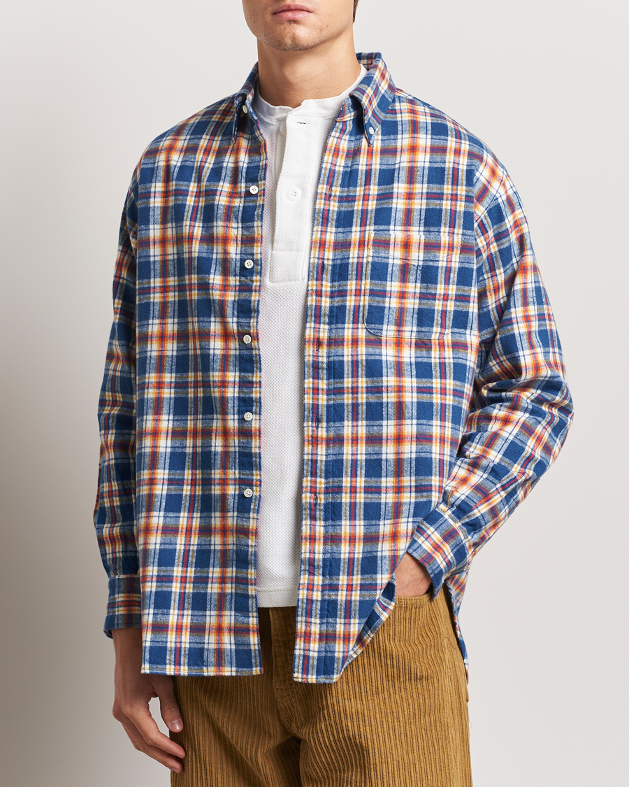 Homme | Chemises | BEAMS PLUS | Brushed Flannel Button Down Shirt Blue