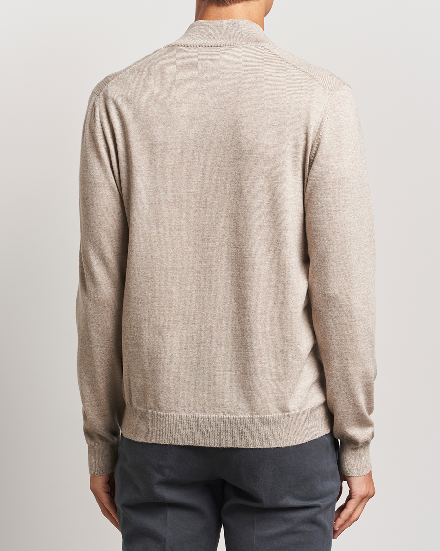 Heren | Truien | Gran Sasso | Merino Fashion Fit Half Zip Light Beige