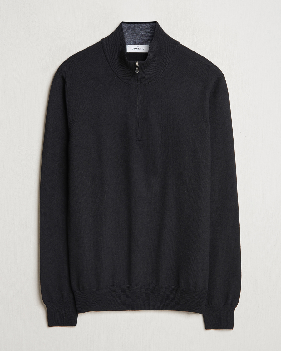 Homme | Pulls Et Tricots | Gran Sasso | Merino Fashion Fit Half Zip Black