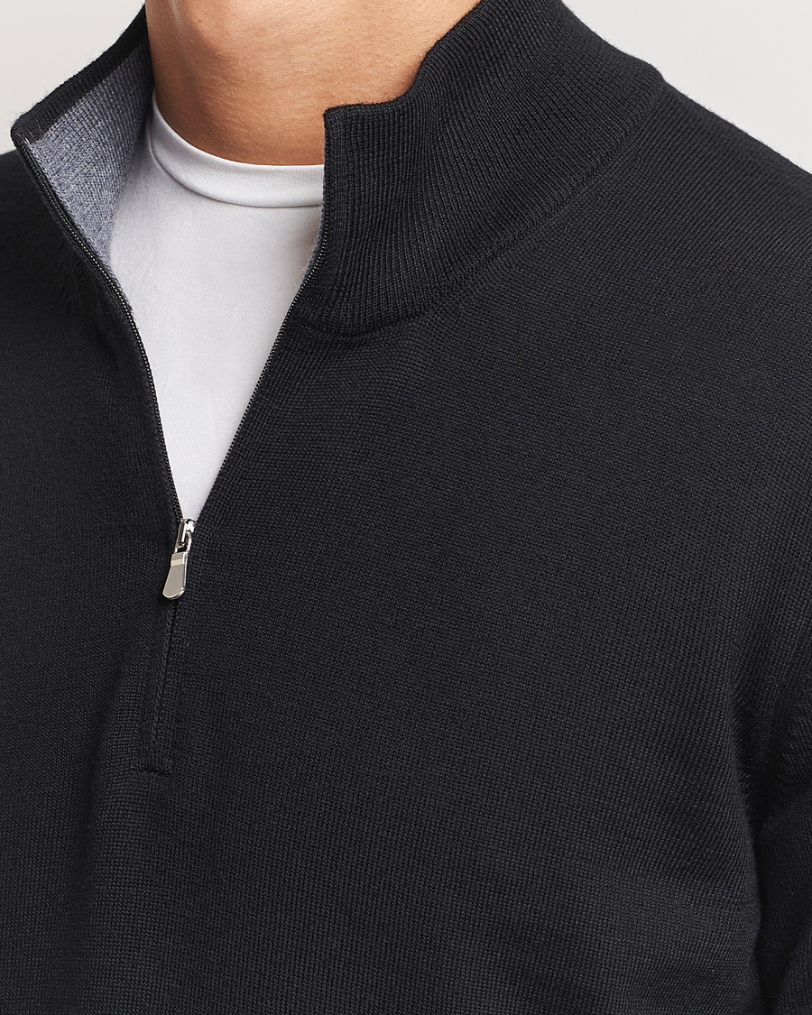 Homme | Pulls Et Tricots | Gran Sasso | Merino Fashion Fit Half Zip Black