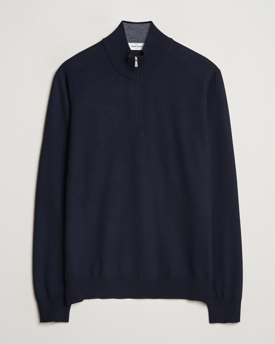 Homme | Pulls Et Tricots | Gran Sasso | Merino Fashion Fit Half Zip Navy