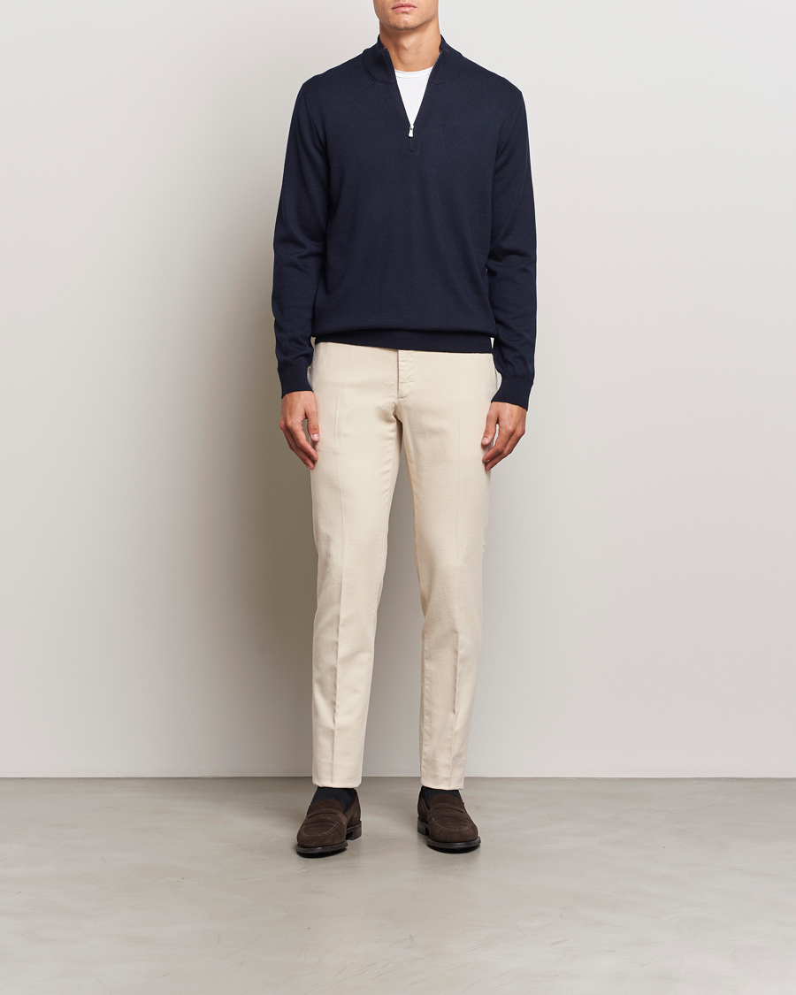 Homme | Pulls Et Tricots | Gran Sasso | Merino Fashion Fit Half Zip Navy